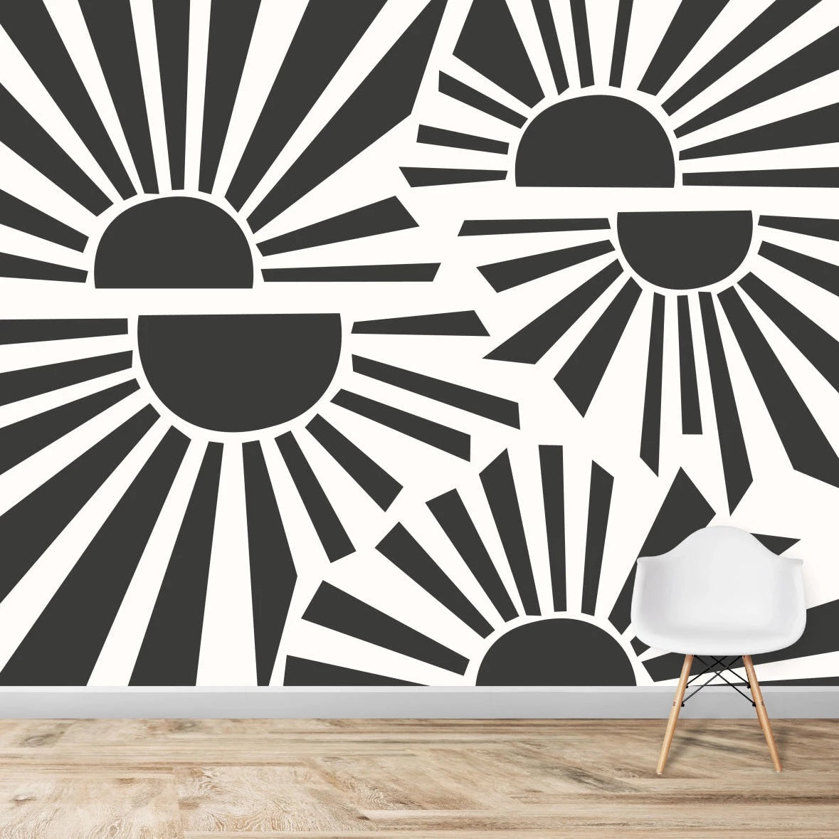 MUNKS & ME - Papier Peint Chambre Enfant à Motif Répété - Sunbeams | Charbon