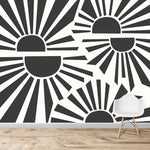 MUNKS & ME - Papier Peint Chambre Enfant à Motif Répété - Sunbeams | Charbon