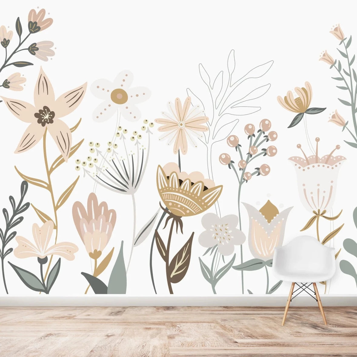 MUNKS & ME - Papier Peint Chambre Enfant Jardin Floral Millie