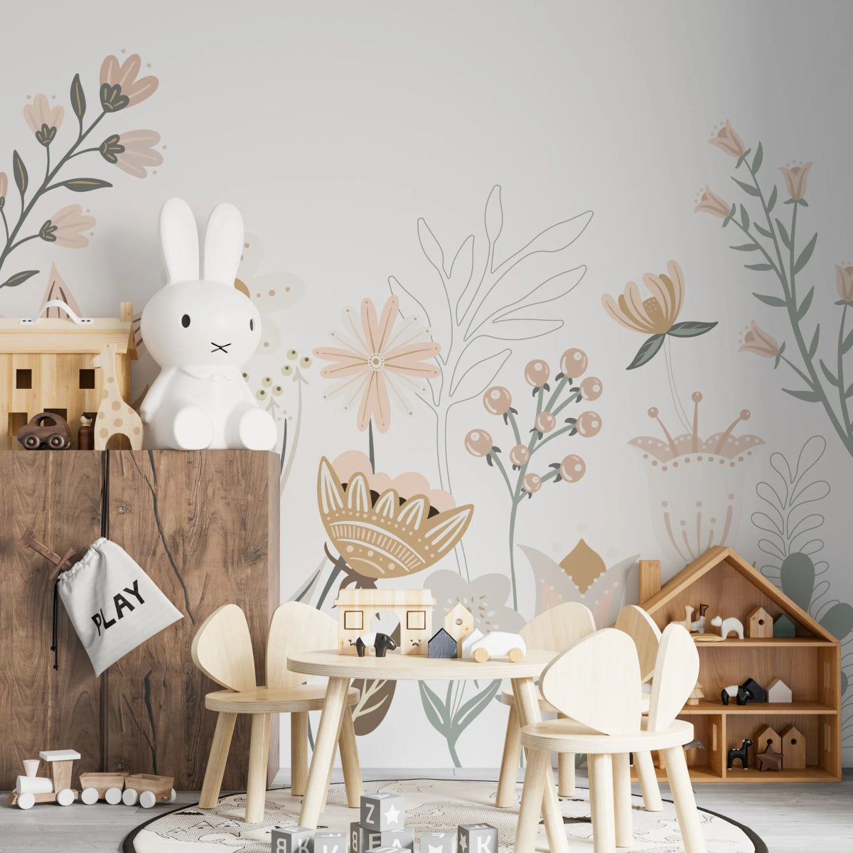 MUNKS & ME - Papier Peint Chambre Enfant Jardin Floral Millie