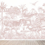 MUNKS & ME - Papier Peint Chambre Enfant Monde Des Dinosaures - Rose