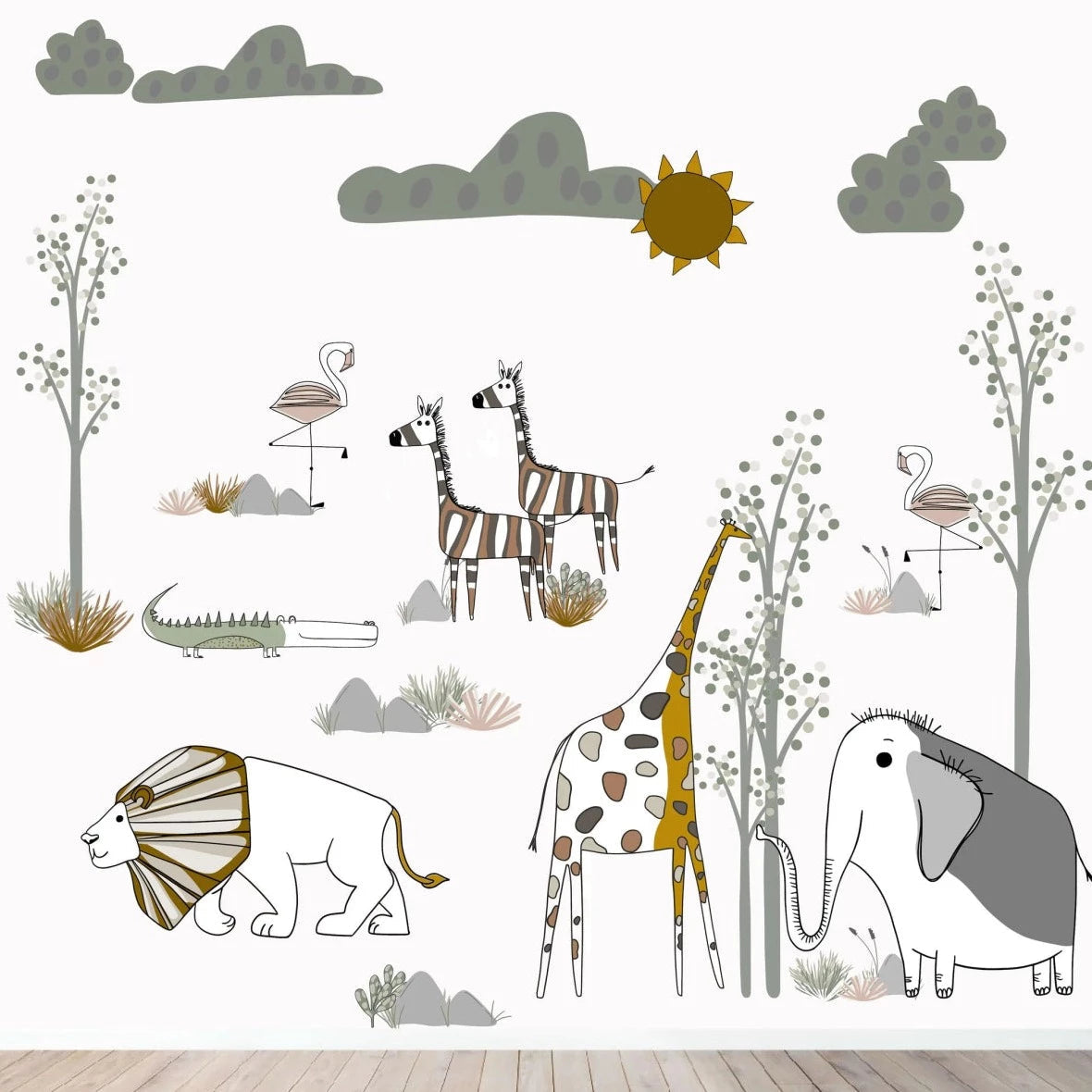 MUNKS & ME - Papier Peint Chambre Enfant Scène De Safari Animée