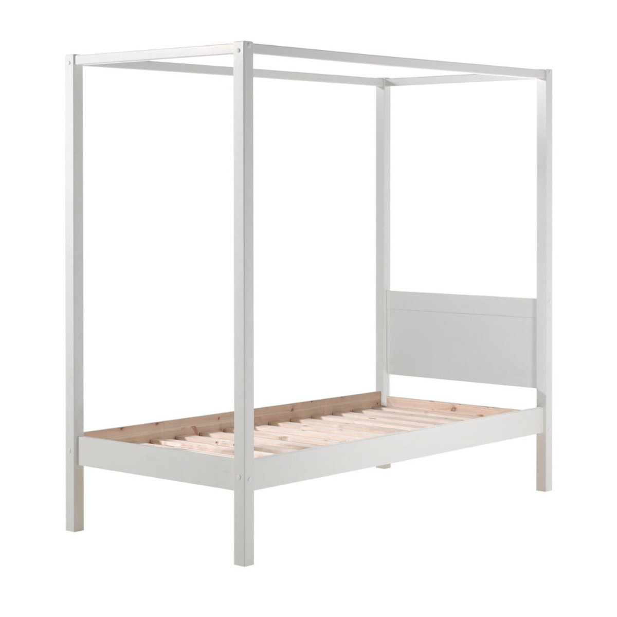 VIPACK - Lit à Baldaquin PINO 90x200cm Blanc
