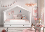 VIPACK - Lit Cabane AMORI Avec Lit Gigogne & Barriere de Lit 90x200cm