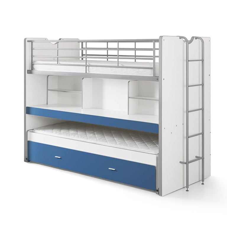 VIPACK - Lit Superposé BONNY 90 X 200 Cm Bleu