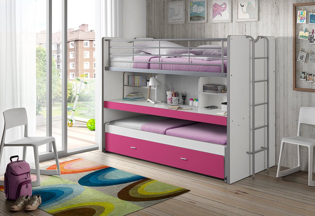 VIPACK - Lit Superposé (80) 90x200 cm BONNY FUCHSIA