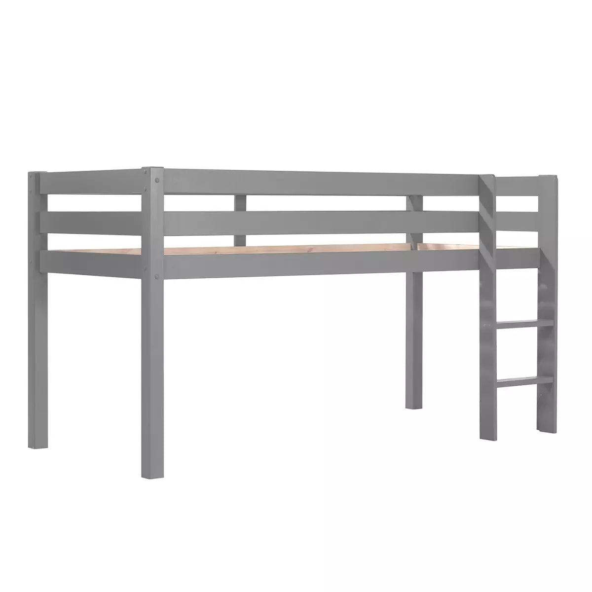 VIPACK - Lit Mi - Hauteur (H 115cm) PINO Avec Échelle 90 X 200 cm Gris