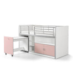 VIPACK - Lit Mi - Hauteur (91) 90x200cm BONNY Rose Claire