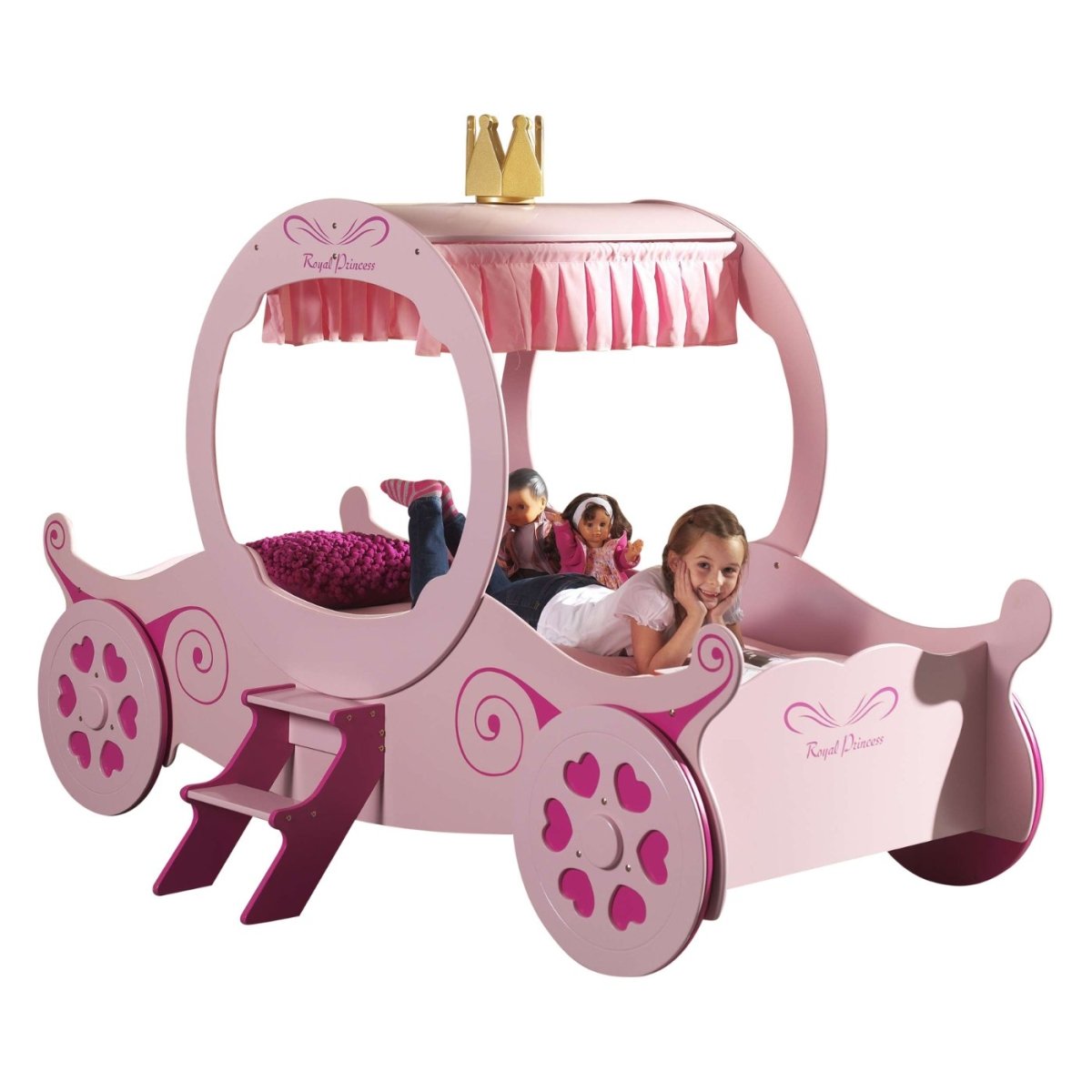 VIPACK - Lit Voiture Royale Princesse Avec Matelas 90 X 200 Cm