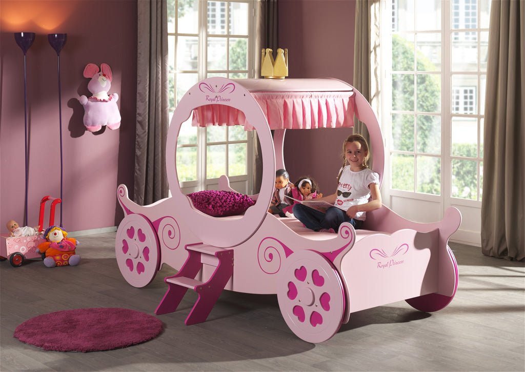 VIPACK - Lit Voiture Royale Princesse Avec Matelas 90 X 200 Cm
